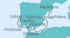 Itinerário do Cruzeiro De Barcelona a Lisboa - NCL Norwegian Cruise Line